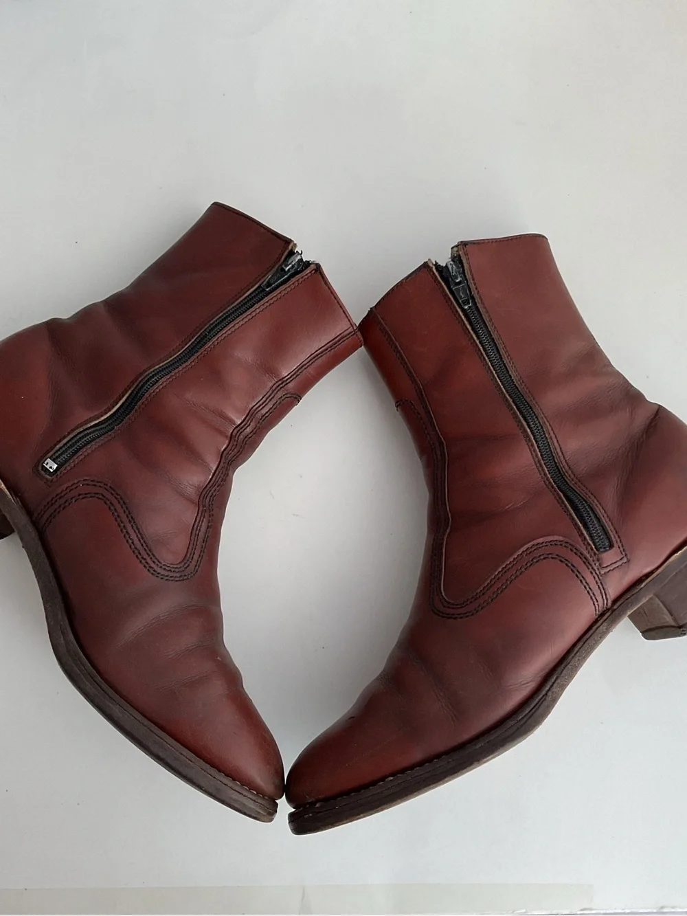 Handmade Brown Leather Side Zipper Ankle Boots #232/3065 Men’s Size 10.5 D